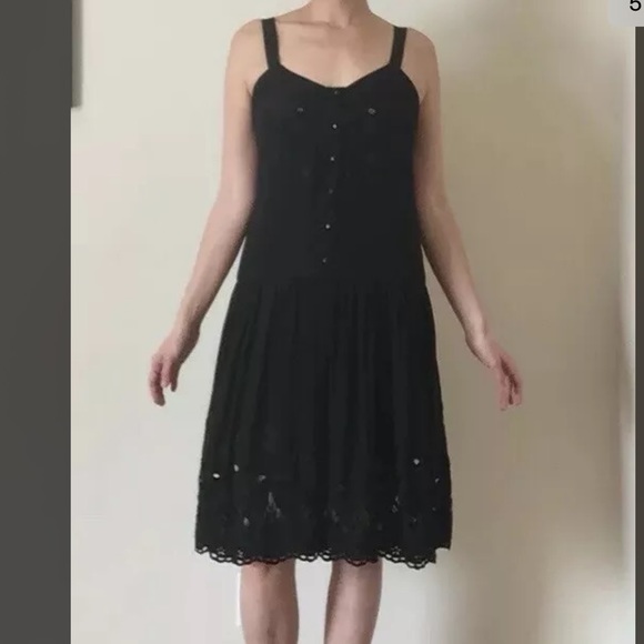 Badgley Mischka Couture Dress Black Pleated Silk Size 4 Sleeveless - Picture 5 of 9